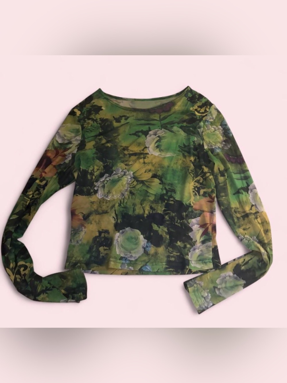 Green floral & mesh long sleeve and matching legging set